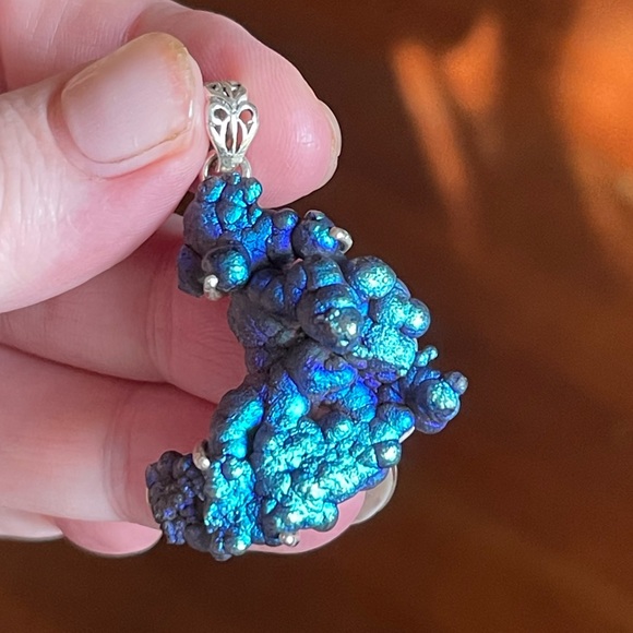 Earth Art hand crafted artisan Jewelry - Striking Rare titanium grape chalcedony  pendant